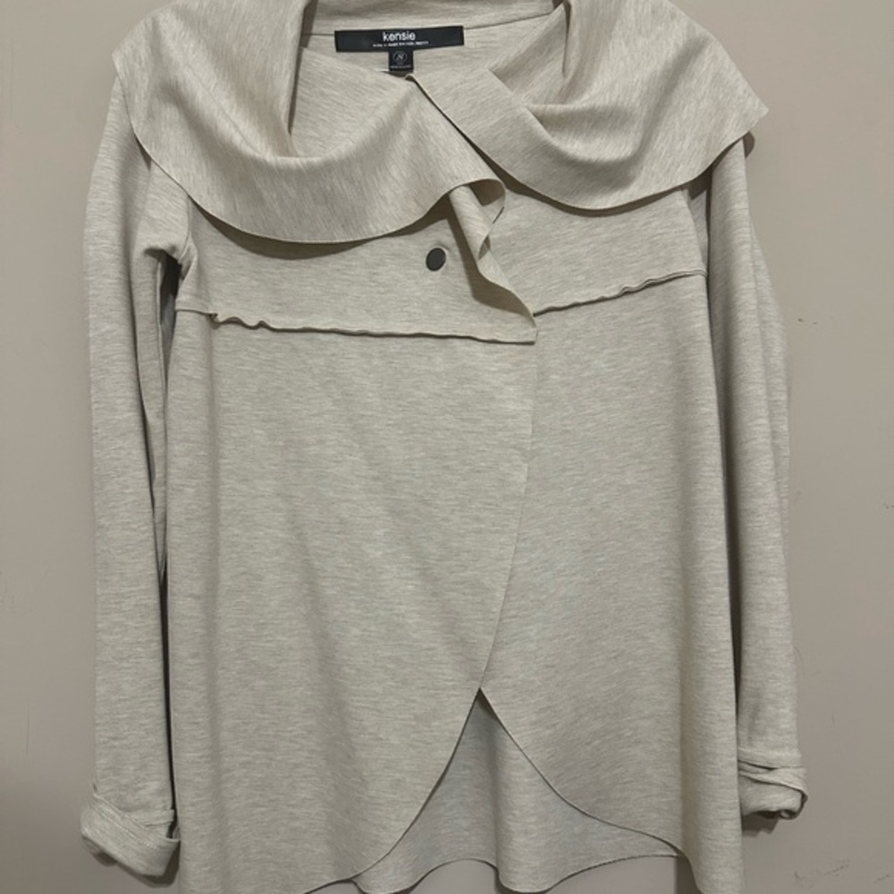 Kensie Cream Cardigan draped open front with snap closures
